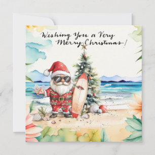 KERSTMAN op Hawaiaans strand voor Kerstmis Feestdagenkaart