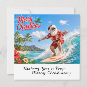KERSTMAN op Hawaiaans strand voor Kerstmis Feestdagenkaart