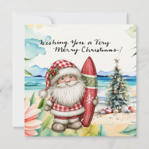 KERSTMAN op Hawaiaans strand voor Kerstmis Feestdagenkaart