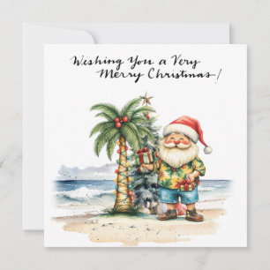 KERSTMAN op Hawaiaans strand voor Kerstmis Feestdagenkaart