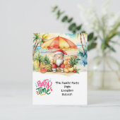 Kerstman op Hawaii Beach voor Kerstmis Briefkaart (Staand voorkant)