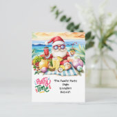 Kerstman op Hawaii Beach voor Kerstmis Briefkaart (Staand voorkant)