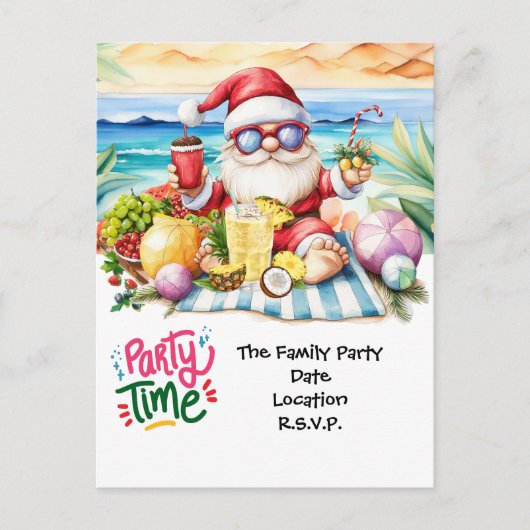 Kerstman op Hawaii Beach voor Kerstmis Briefkaart (Voorkant)