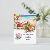 Kerstman op Hawaii Beach voor Kerstmis Briefkaart (Staand voorkant)