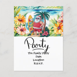 Kerstman op Hawaii Beach voor Kerstmis Feestdagenkaart