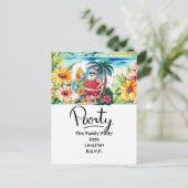 Kerstman op Hawaii Beach voor Kerstmis Feestdagenkaart (Staand voorkant)