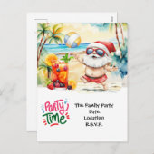 Kerstman op Hawaii Beach voor Kerstmis Feestdagenkaart (Voorkant / Achterkant)