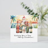 Kerstman op Hawaii Beach voor Kerstmis Feestdagenkaart (Staand voorkant)