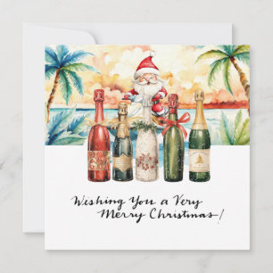 Kerstman op Hawaii Beach voor Kerstmis Feestdagenkaart