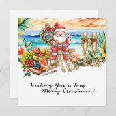 Kerstman op Hawaii Beach voor Kerstmis Feestdagenkaart (Voorkant / Achterkant)