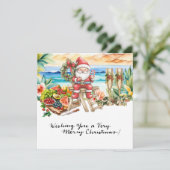 Kerstman op Hawaii Beach voor Kerstmis Feestdagenkaart (Staand voorkant)