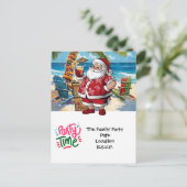 Kerstman op Hawaii Beach voor Kerstmis Feestdagenkaart (Staand voorkant)