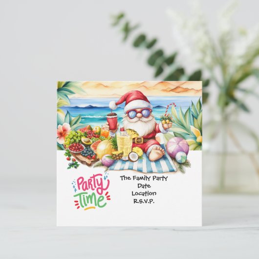 Kerstman op Hawaii Beach voor Kerstmis Kaart (Staand voorkant)