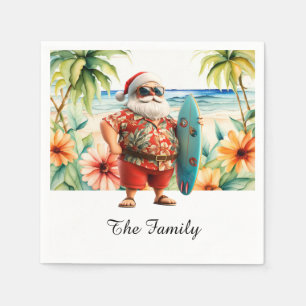 Kerstman op Hawaii Beach voor Kerstmis Servet