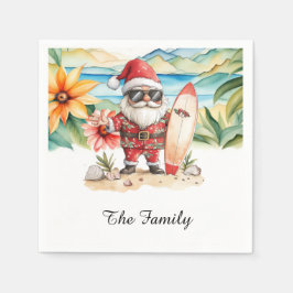 Kerstman op Hawaii Beach voor Kerstmis Servet