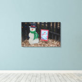 Kerstman op het Boerderij Canvas Afdruk (Insitu (Houten vloer))