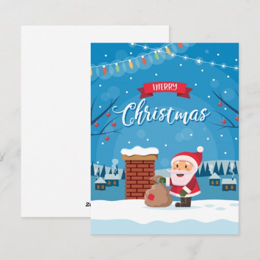 Kerstman op het dak feestdagenkaart (Voorkant / Achterkant)