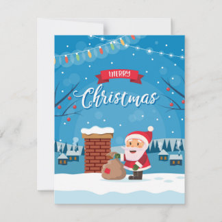 Kerstman op het dak feestdagenkaart