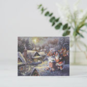  kerstman op het dak feestdagenkaart (Staand voorkant)