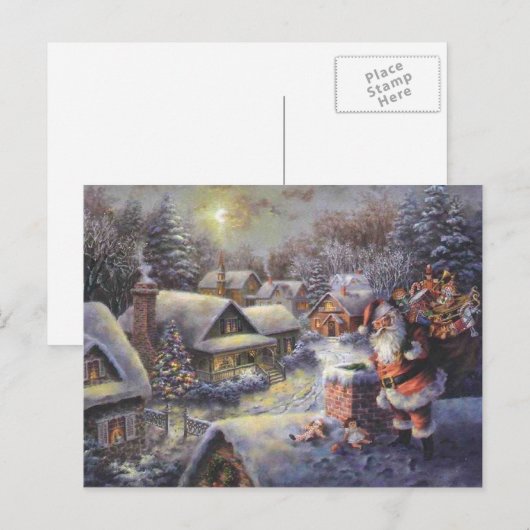  kerstman op het dak feestdagenkaart (Voorkant / Achterkant)