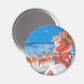 Kerstman op het dak op kerstavond magneet (Voorkant / Achterkant)