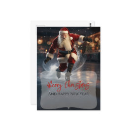 Kerstman op het ijs briefkaart