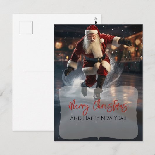 Kerstman op het ijs briefkaart (Voorkant / Achterkant)
