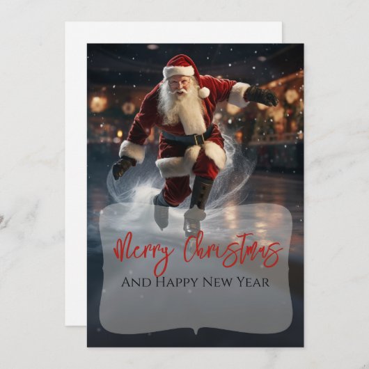 Kerstman op het ijs feestdagenkaart (Voorkant / Achterkant)
