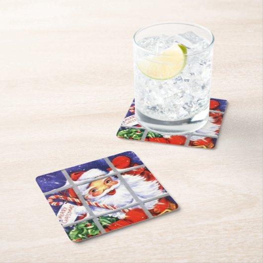 kerstman op het raam kartonnen onderzetters (Insitu)