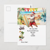 KERSTMAN op het Strand Bewaar de datum   Briefkaart (Voorkant / Achterkant)
