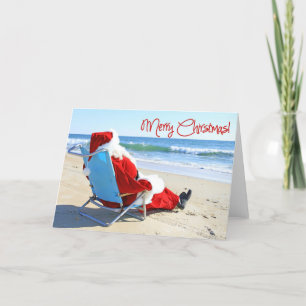 Kerstman op het strand feestdagen kaart