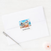 Kerstman op het strand Kerstmis in juli  Vierkante Sticker (Envelop)