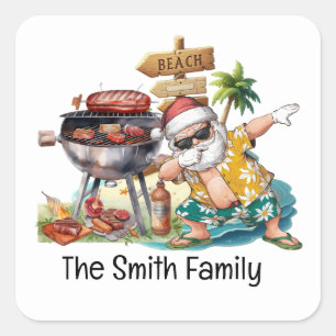 Kerstman op het strand Kerstmis in juli Vierkante Sticker