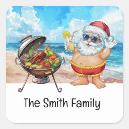 Kerstman op het strand Kerstmis in juli  Vierkante Sticker