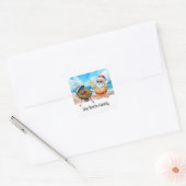 Kerstman op het strand Kerstmis in juli Vierkante Sticker (Envelop)