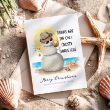 Kerstman op het strand met ijskoude drankjes