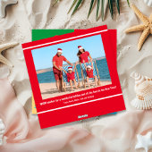 Kerstman op het strand platte kerstkaart