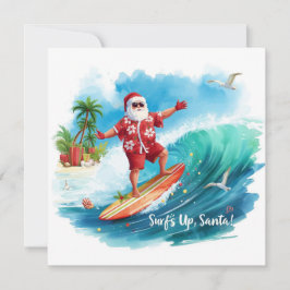 KERSTMAN OP HET STRAND VAN HAWAIÏ TIJDENS KERST FEESTDAGENKAART