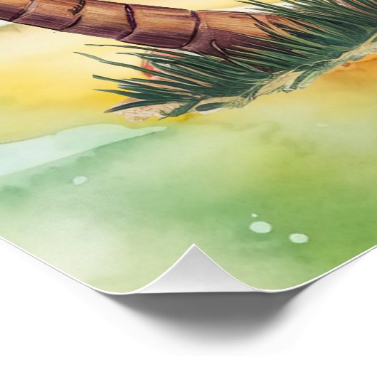 Kerstman op het strand voor Kerstmis in juli Perfect Poster (Hoek)