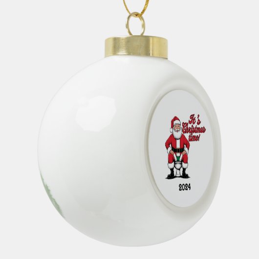 Kerstman op het toilet, het is kerst keramische bal ornament (Links)