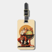 Kerstman op het Wereldbol Bagagelabel (Voorkant verticaal)