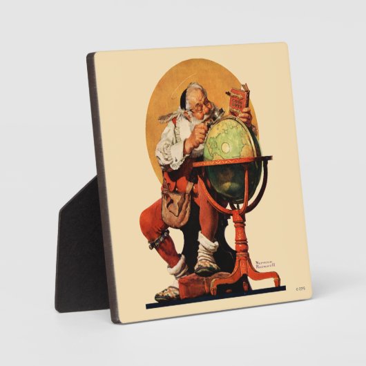 Kerstman op het Wereldbol Fotoplaat (Voorkant)