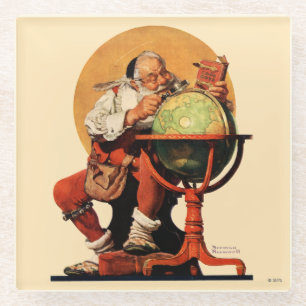 Kerstman op het Wereldbol Glazen Onderzetter