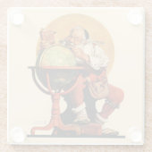 Kerstman op het Wereldbol Glazen Onderzetter (Achterkant)