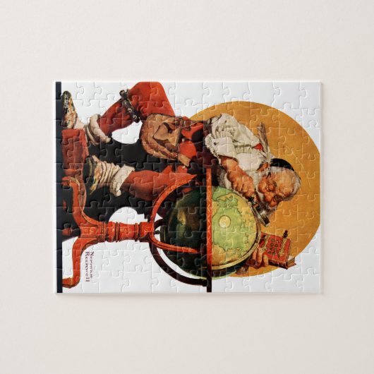 Kerstman op het Wereldbol Legpuzzel (Horizontaal)