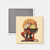 Kerstman op het Wereldbol Magneet (Voorkant / Achterkant)