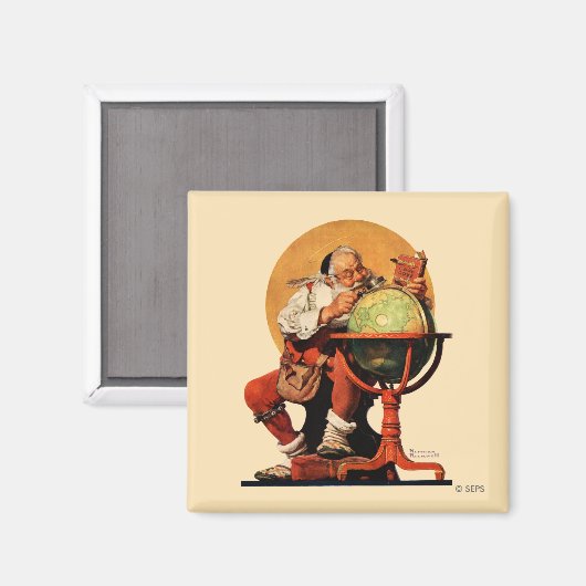 Kerstman op het Wereldbol Magneet (Voorkant / Achterkant)