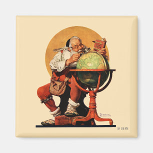 Kerstman op het Wereldbol Magneet