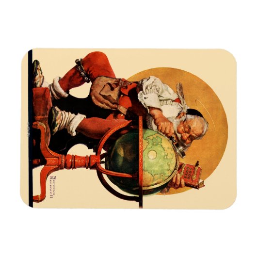 Kerstman op het Wereldbol Magneet (Horizontaal)