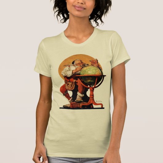 Kerstman op het Wereldbol T-shirt (Voorkant)